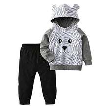 Load image into Gallery viewer, Grey &amp; Black Bear Hoodie Set