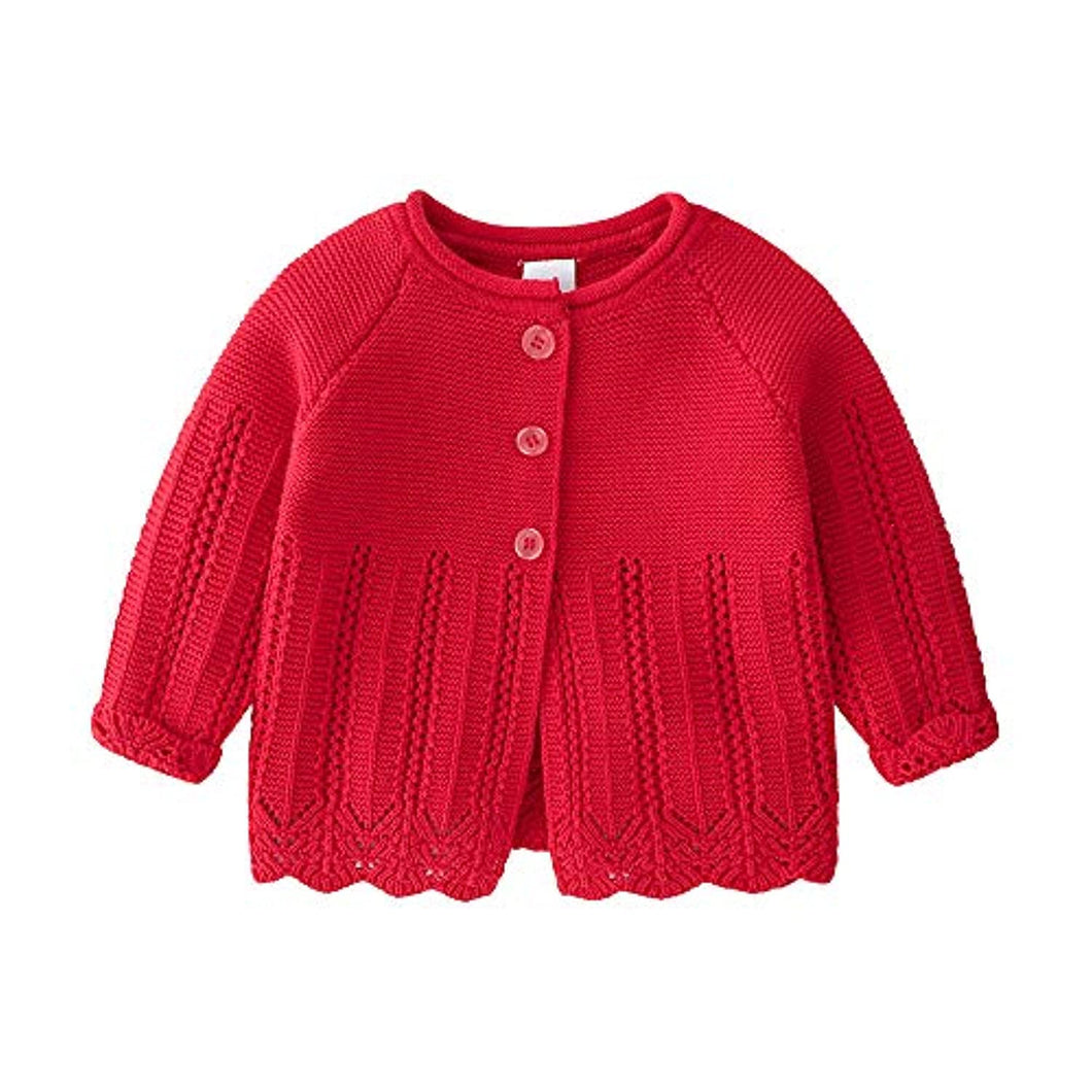 Red Knitted Cardigan Sweater