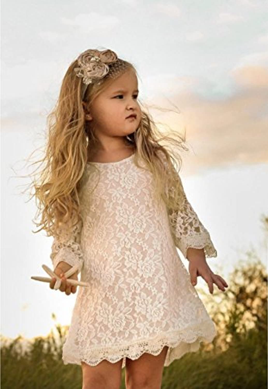 3/4 Sleeve Ivory Lace Dress