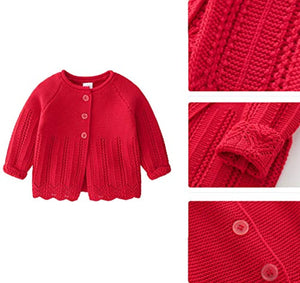 Red Knitted Cardigan Sweater