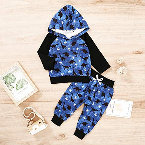 Blue Dinosaur Hoodie Set