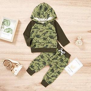 Green Dinosaur Hoodie Set