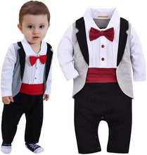 Load image into Gallery viewer, Black &amp; White Tuxedo Jumpsuit