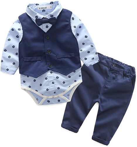 Blue Shirt,Bowtie,Vest and Pant