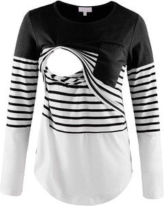 Nursing Stripe Long Sleeve Shirt