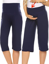 Load image into Gallery viewer, Navy Fold Over Wide Leg Capri