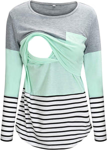 Nursing Stripe Long Sleeve Shirt