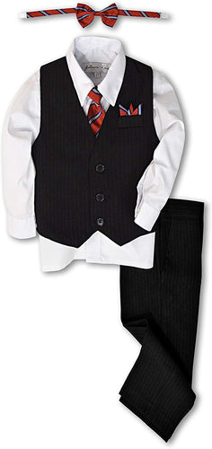 Black Pinstripe Vest Set