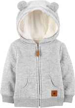 Load image into Gallery viewer, Grey Hooded Sherpa Jacket